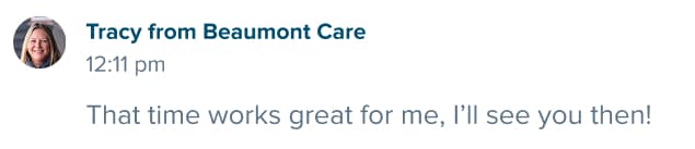 A message from a care provider to a care recipient.