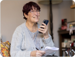 A care recipient on a call with a care provider.